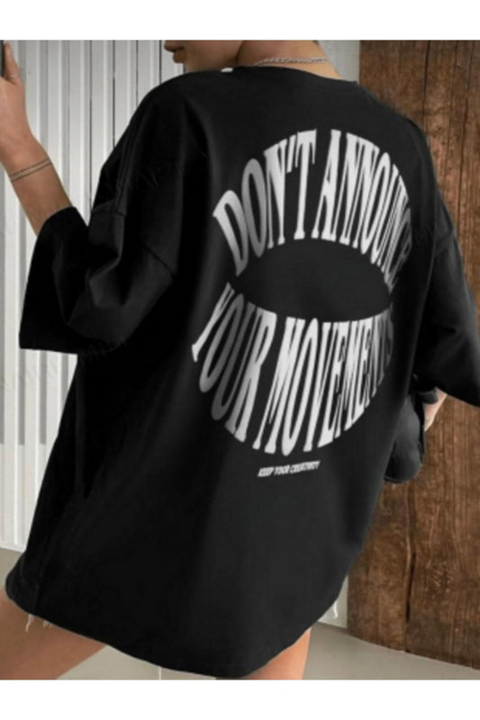 Sıyah Dont Baskılı Oversize T-shirt