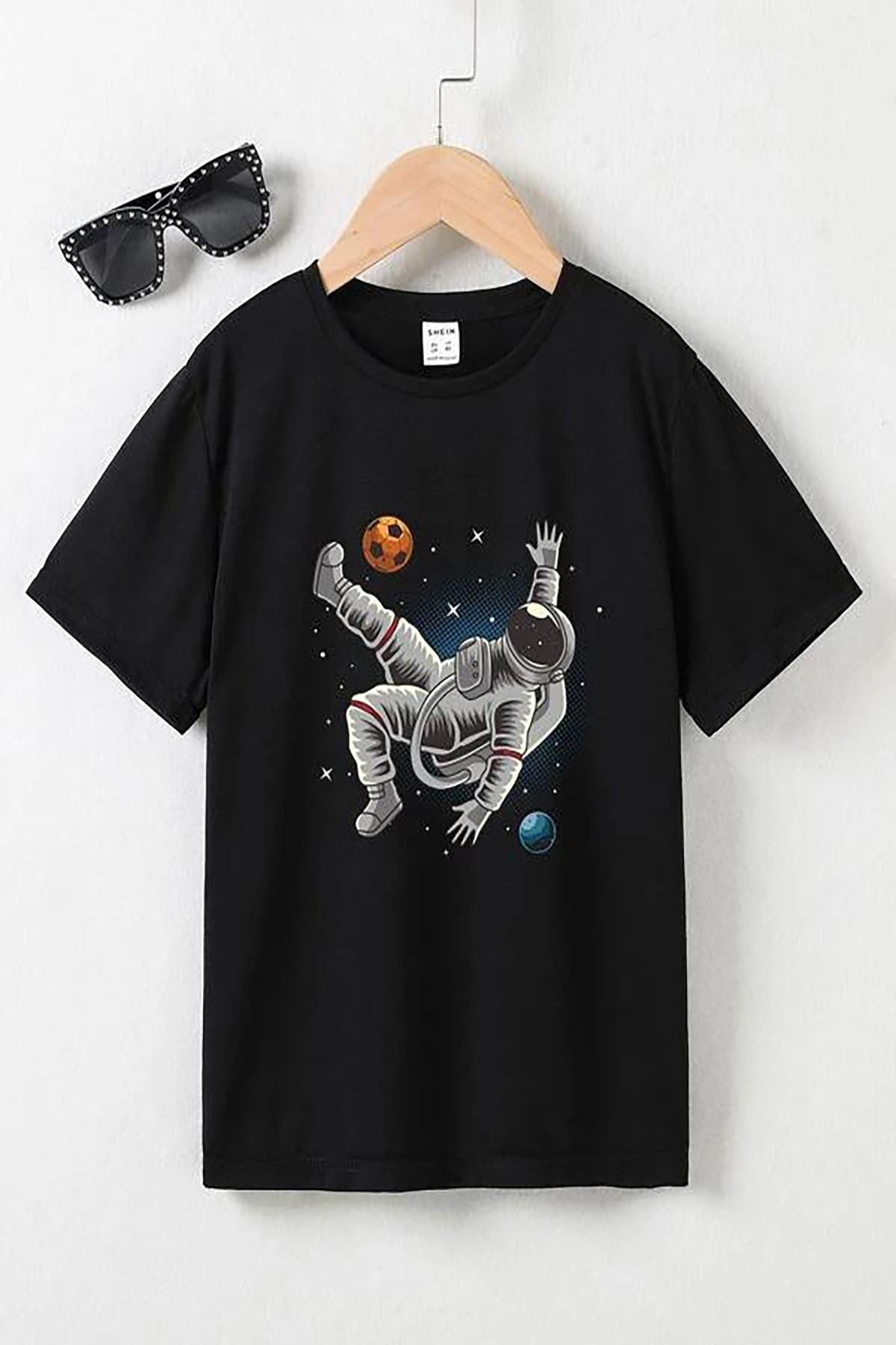 Uzay Baskılı T_shirt 100/100 Pamuk