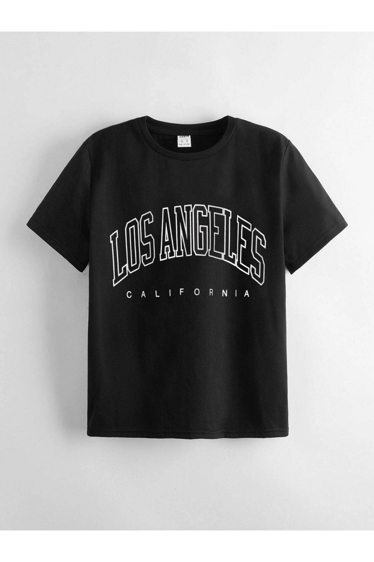 La California Baskılı Siyah Tişort
