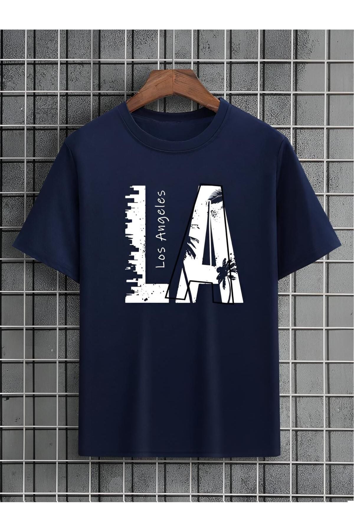 lacivert LA baskılı unisex oversize tshirt
