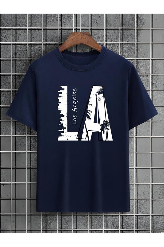 lacivert LA baskılı unisex oversize tshirt