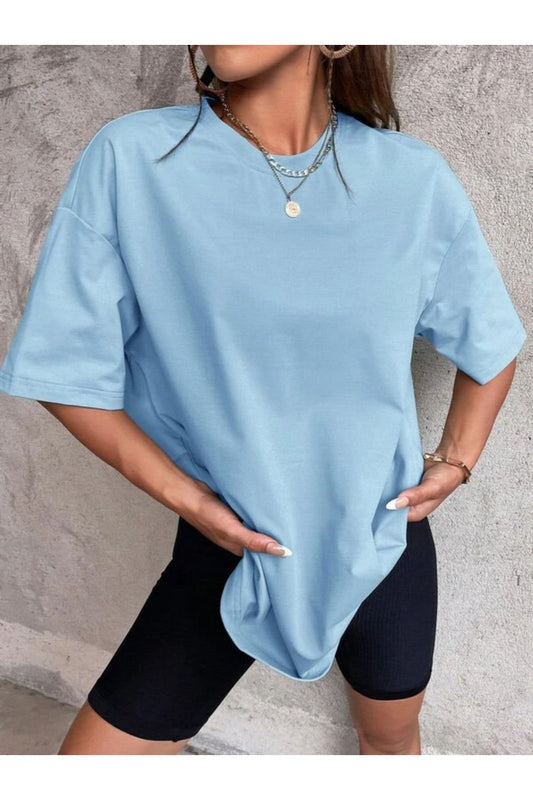 Duz Mavi Oversize T-shirt