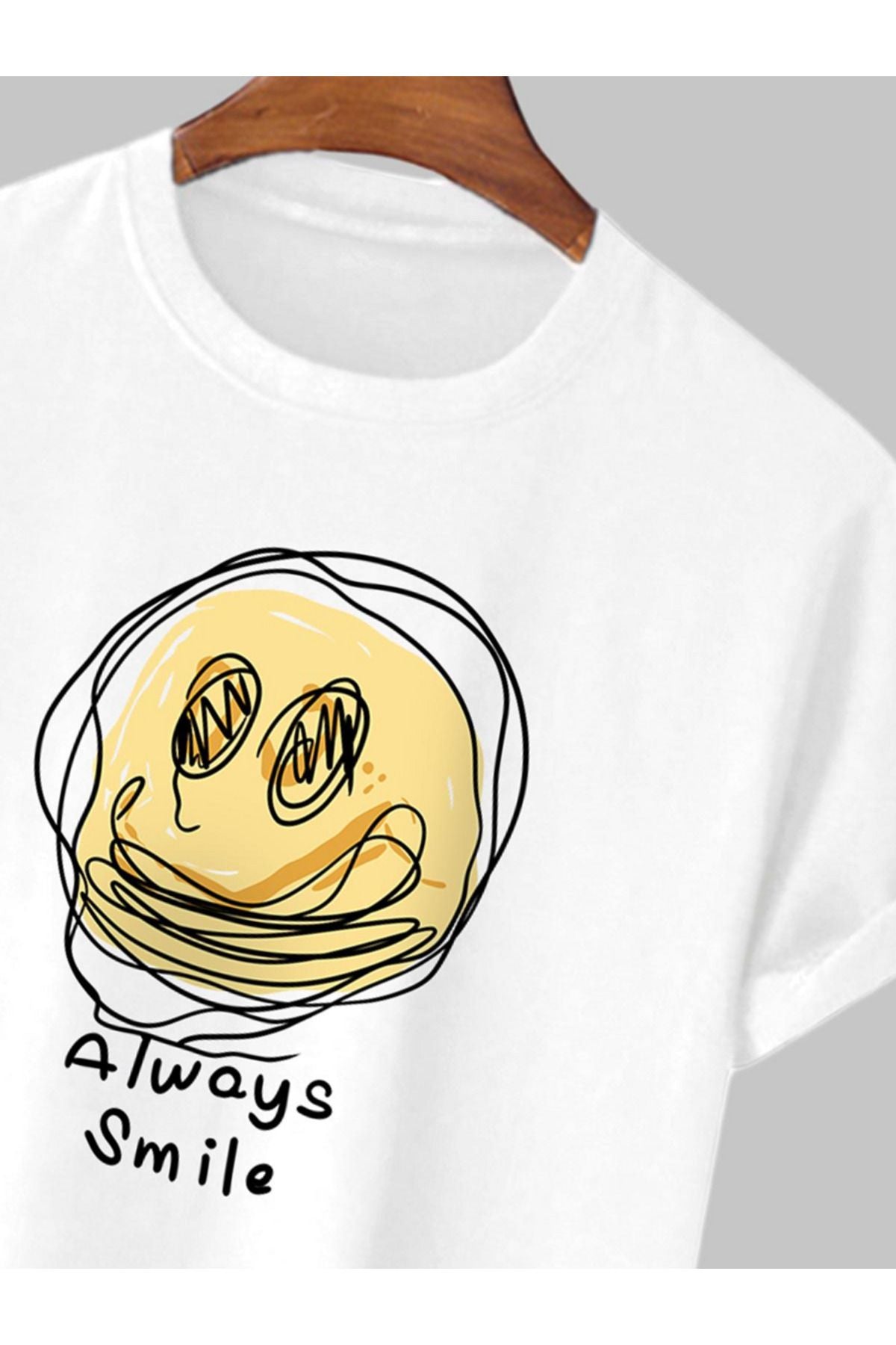 ALWAYS SMİLE baskılı beyaz tshirt