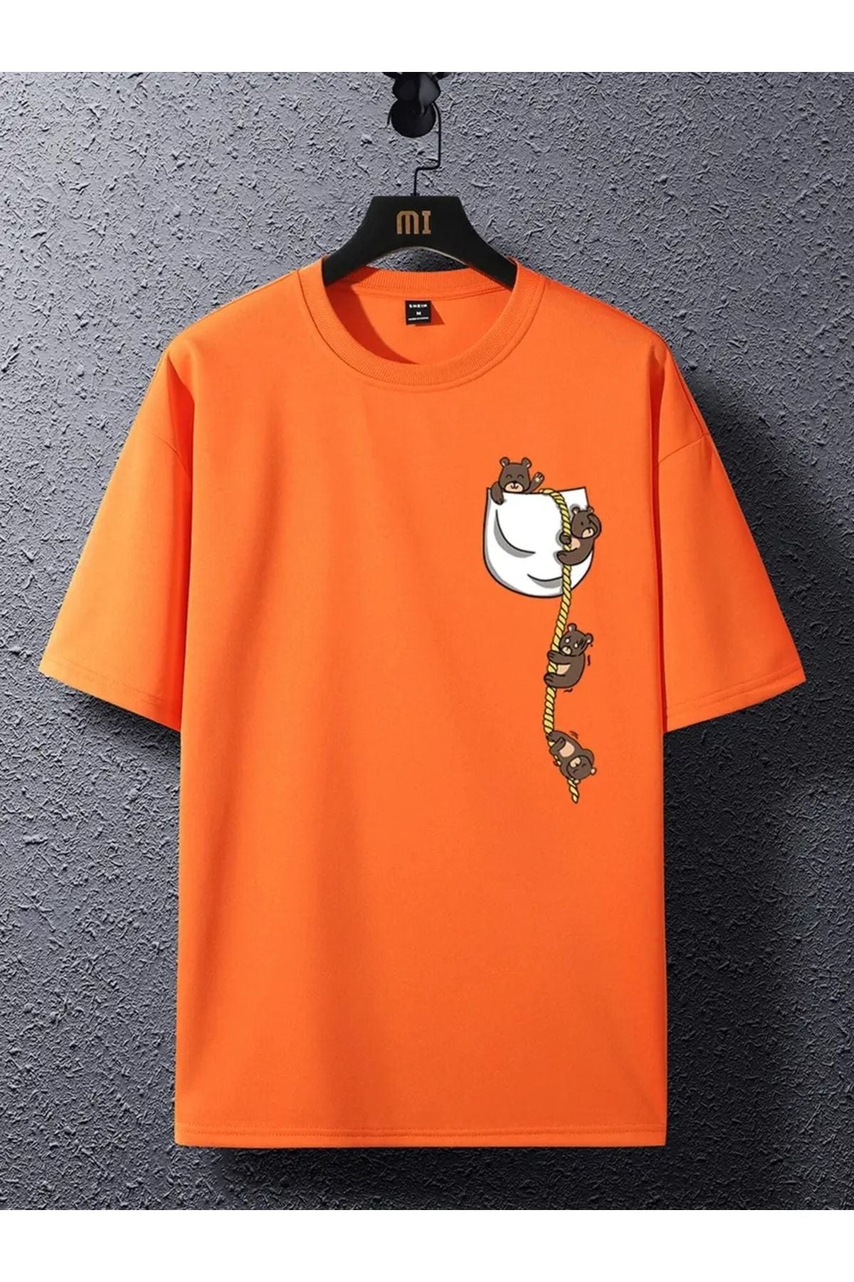 Oranges T-Shirt mit Print