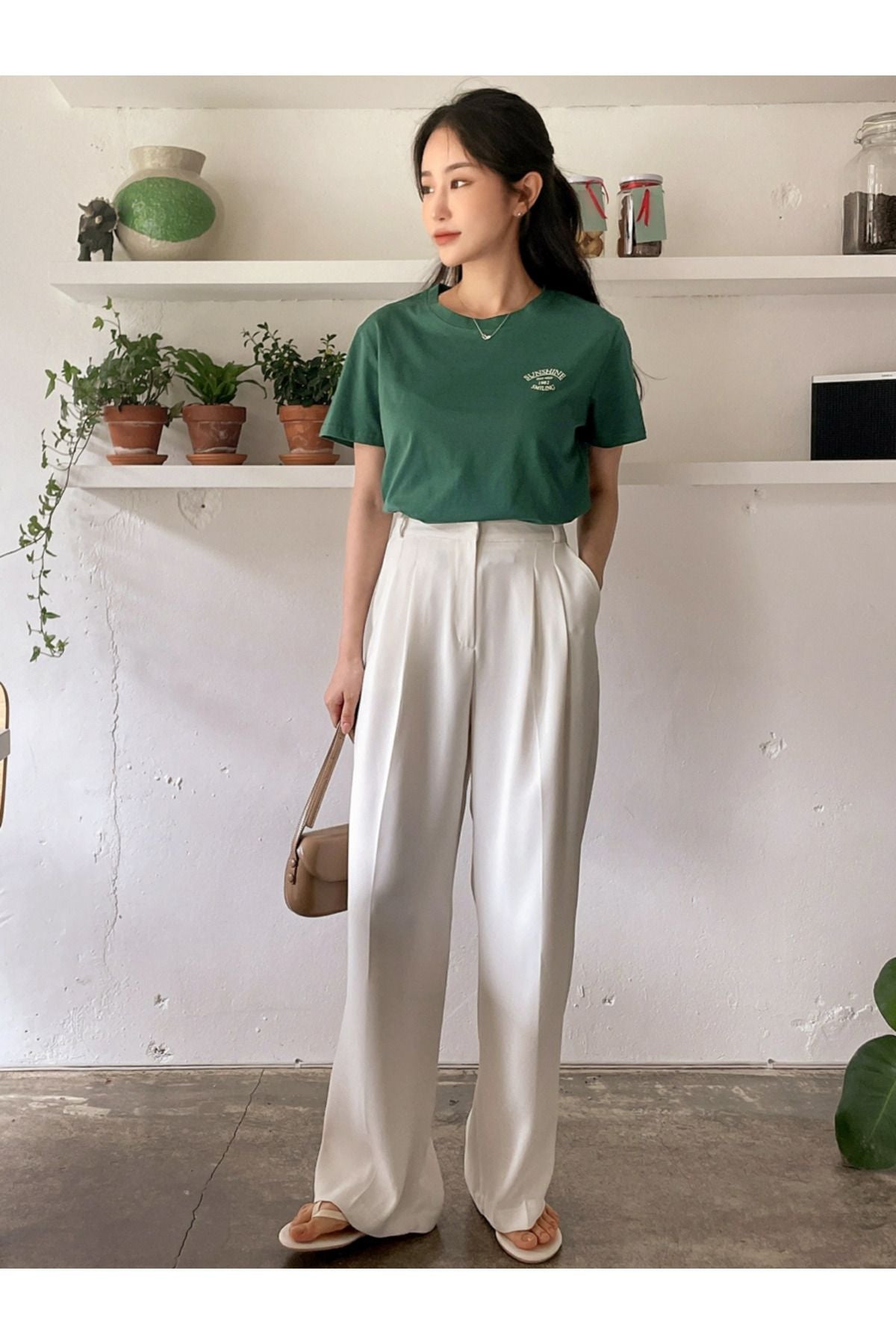 zumrut yeşil sunshine baskılı Oversize T-shirt
