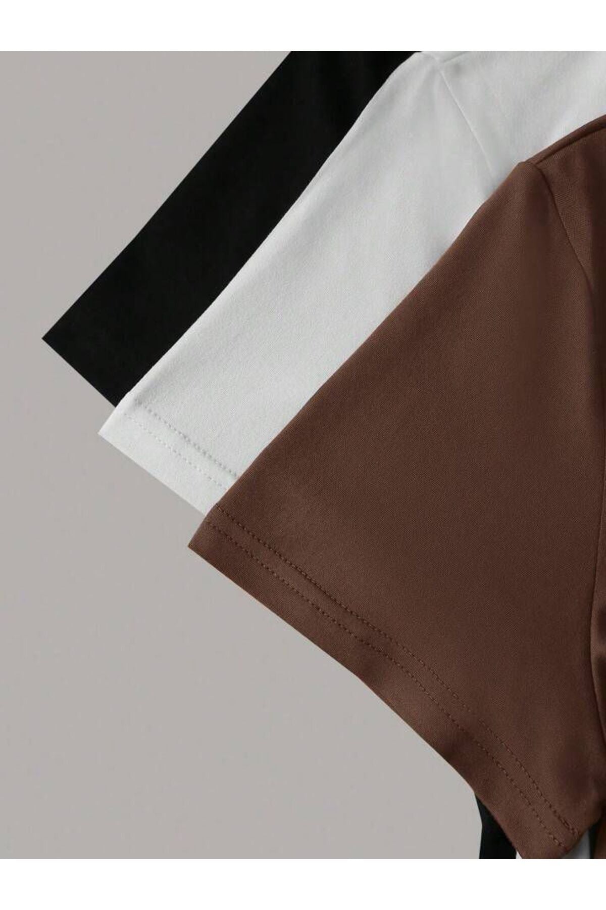3'lu siyah beyaz kahverengi oversize unisex tişört