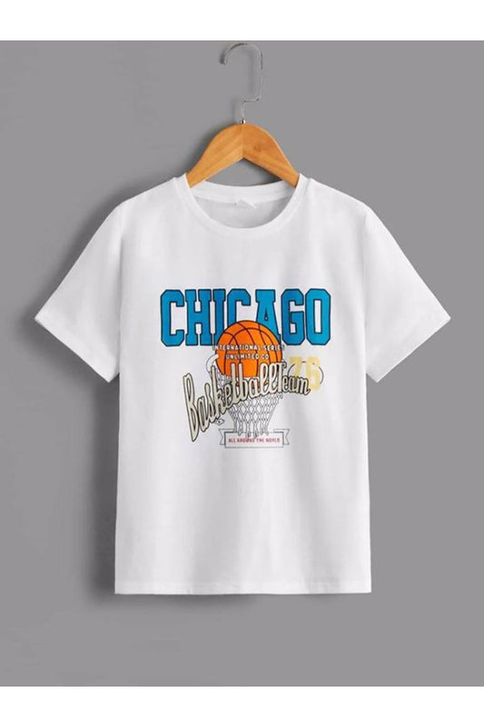 Chicago Baskılı Tişort 100/100 Pamuk