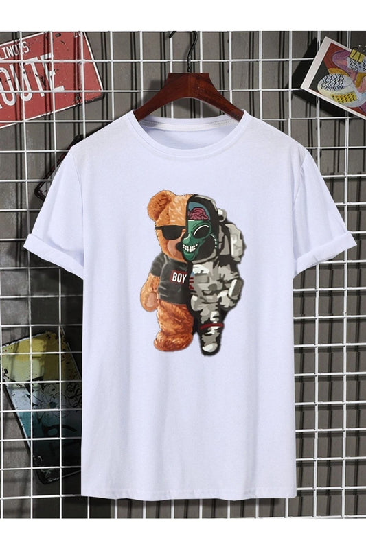 Beyaz - Roboayı Baskılı T_shirt