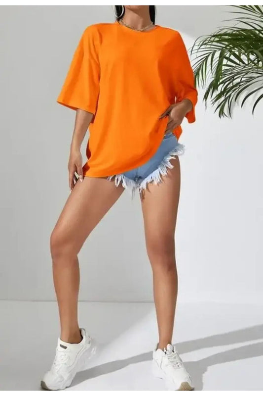 Duz Turuncu Oversize T-shirt