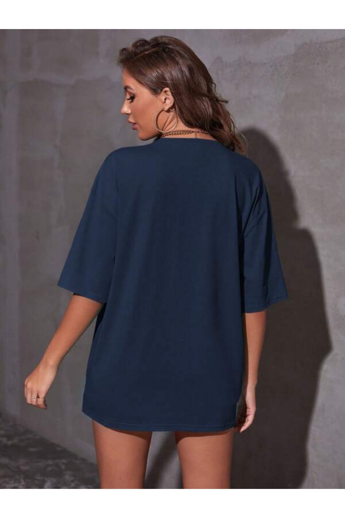 MİAMİ baskılı oversize lacivert tişort