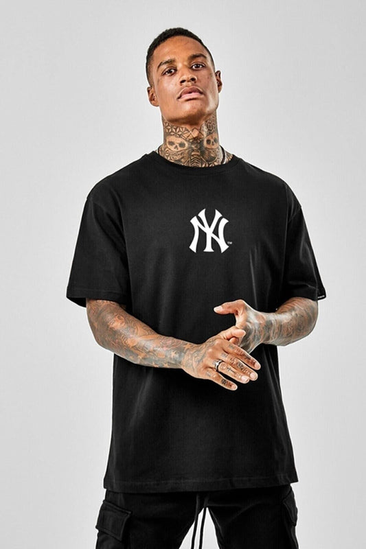 Erkek Oversize T-shirt Newyork Baskı Siyah