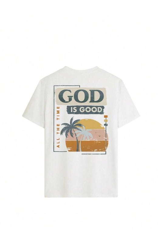 beyaz god is good baskılı oversize tshirt