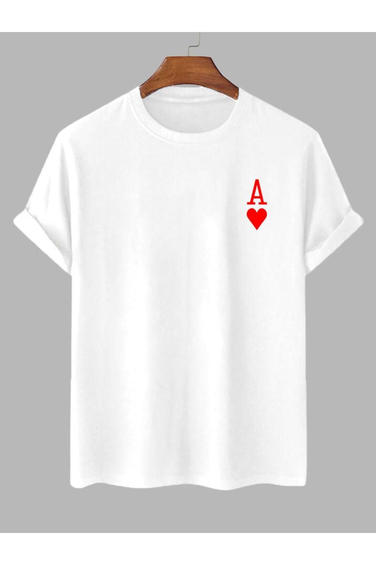 kupa baskılı beyaz Oversize T-shirt