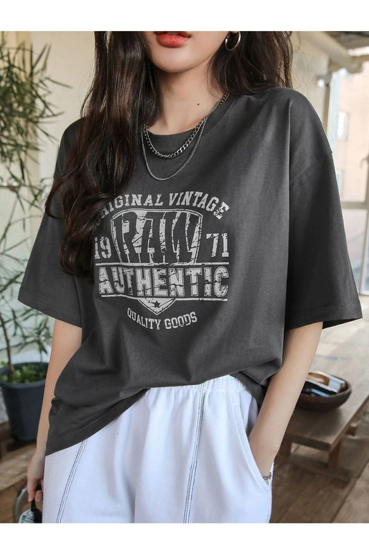 raw baskılı Oversize T-shirt