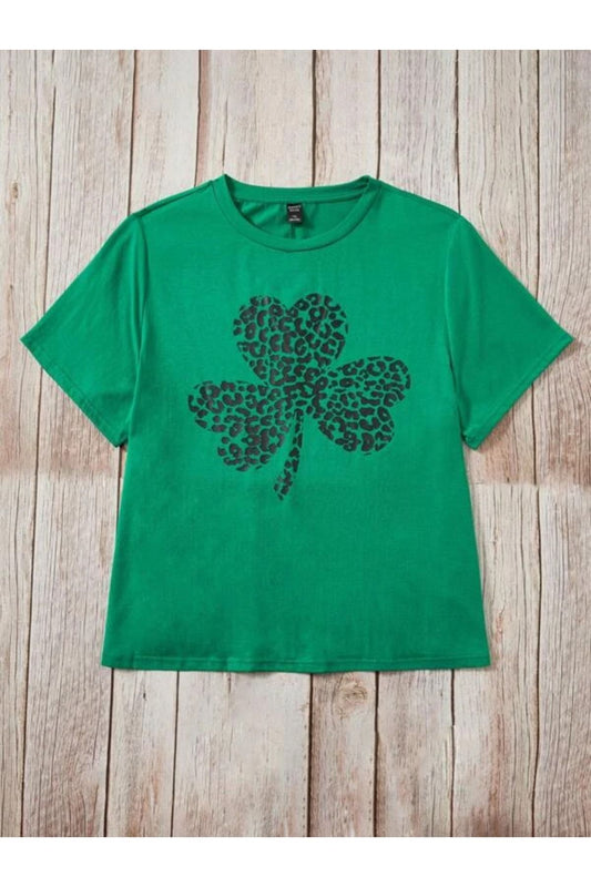 Yeşil Yonca Baskılı Oversize T-shirt