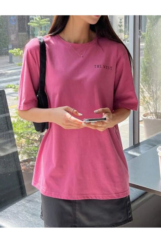 the west baskılı pembe tshirt