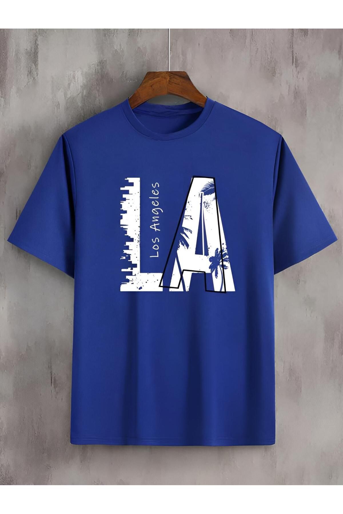 mavi LA baskılı unisex oversize tshirt