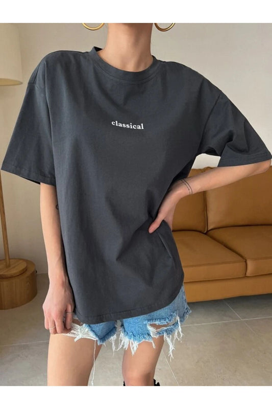 fume classical baskılı oversize tişort