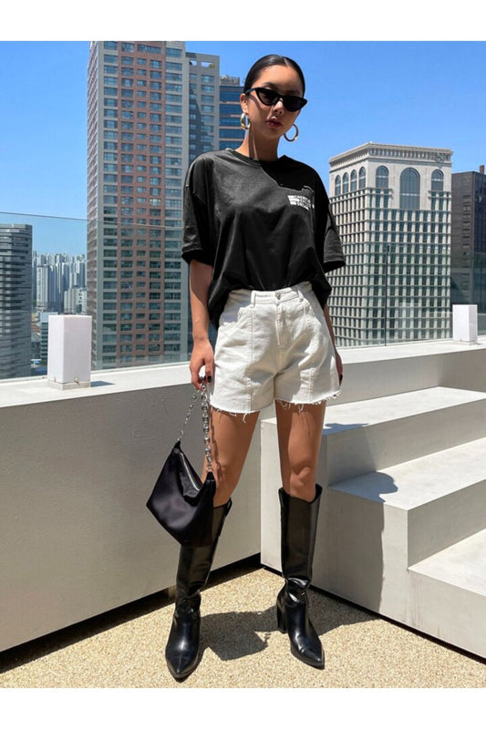 fume effect baskılı oversize tişort