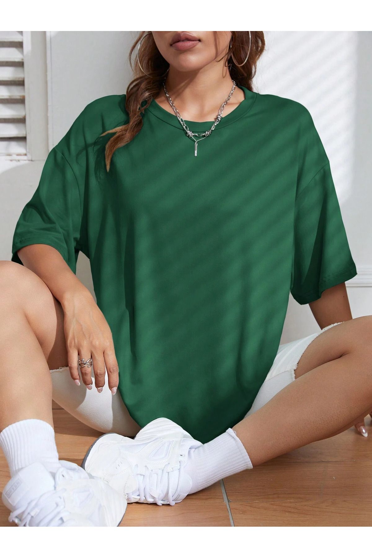 Duz zumrut yeşil Oversize unisex T-shirt