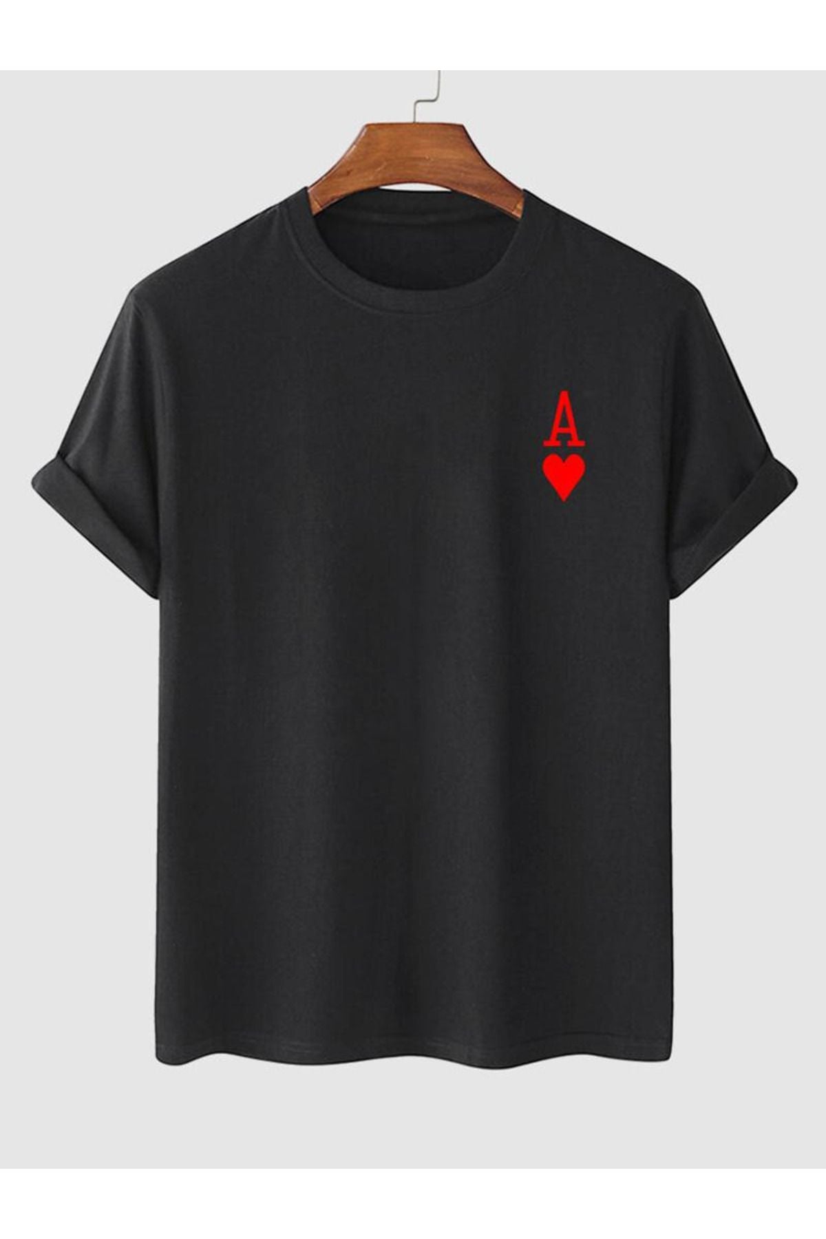 kupa baskılı siyah Oversize T-shirt