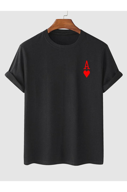 kupa baskılı siyah Oversize T-shirt