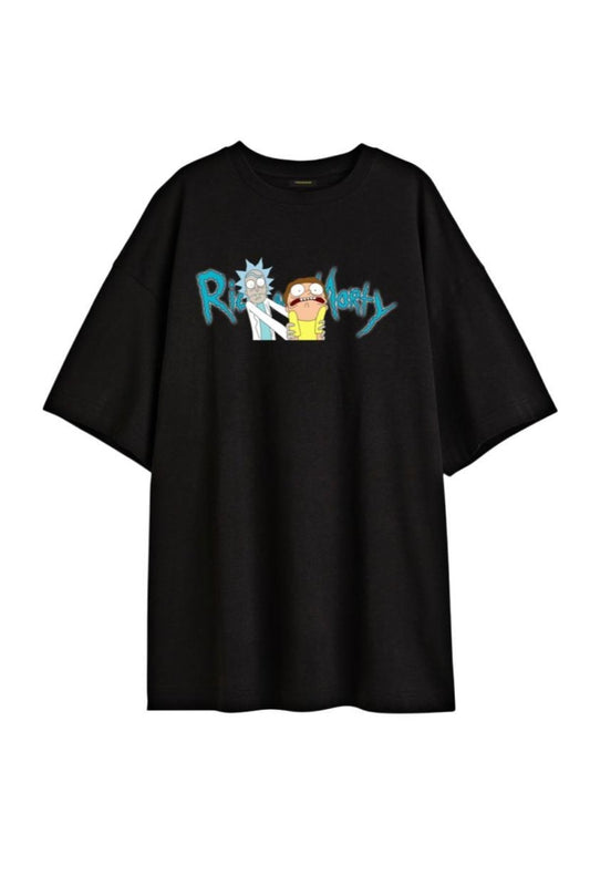 Rick&morty Baskılı Sıyah Tişort