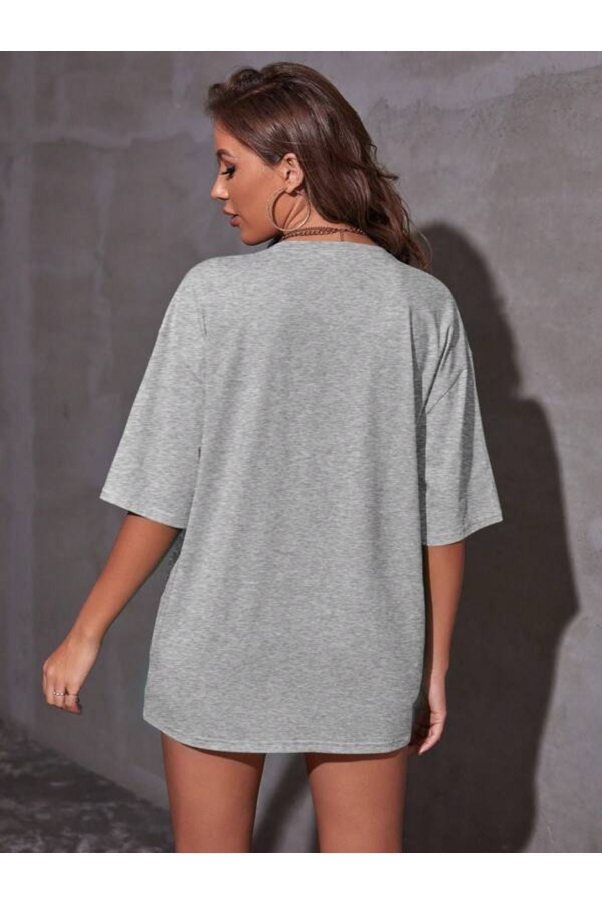 gri MİAMİ baskılı oversize tişort