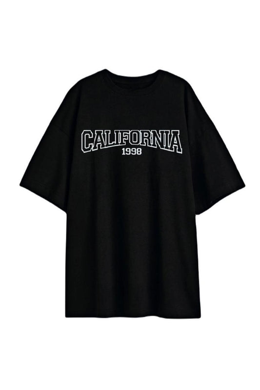 California Baskılı Sıyah Tişort