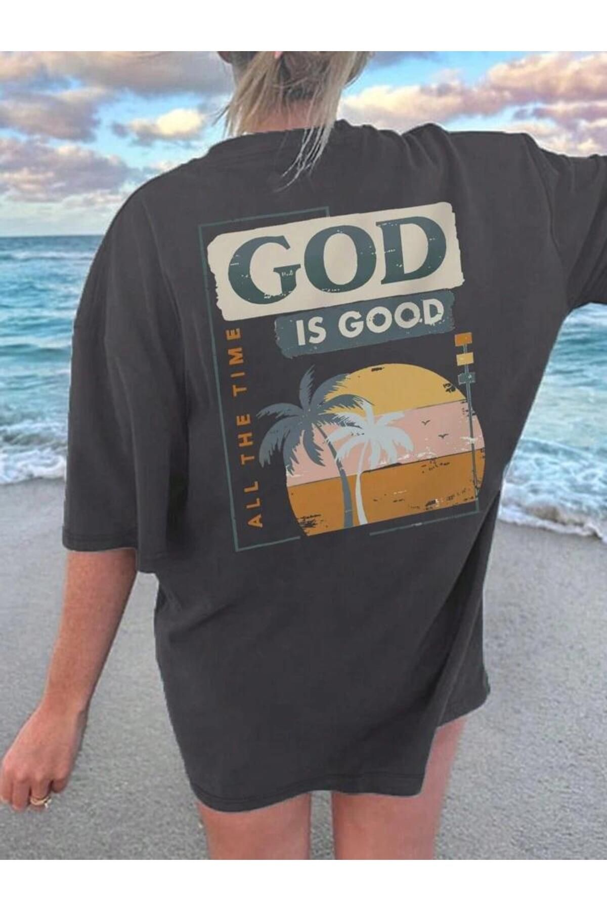 fume god is good baskılı oversize tshirt