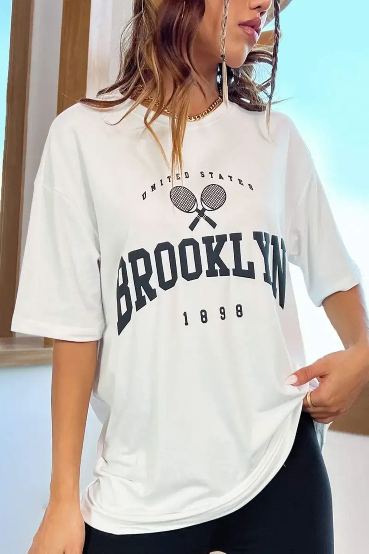 Brooklyn 1898 bedrucktes Oversize-T-Shirt