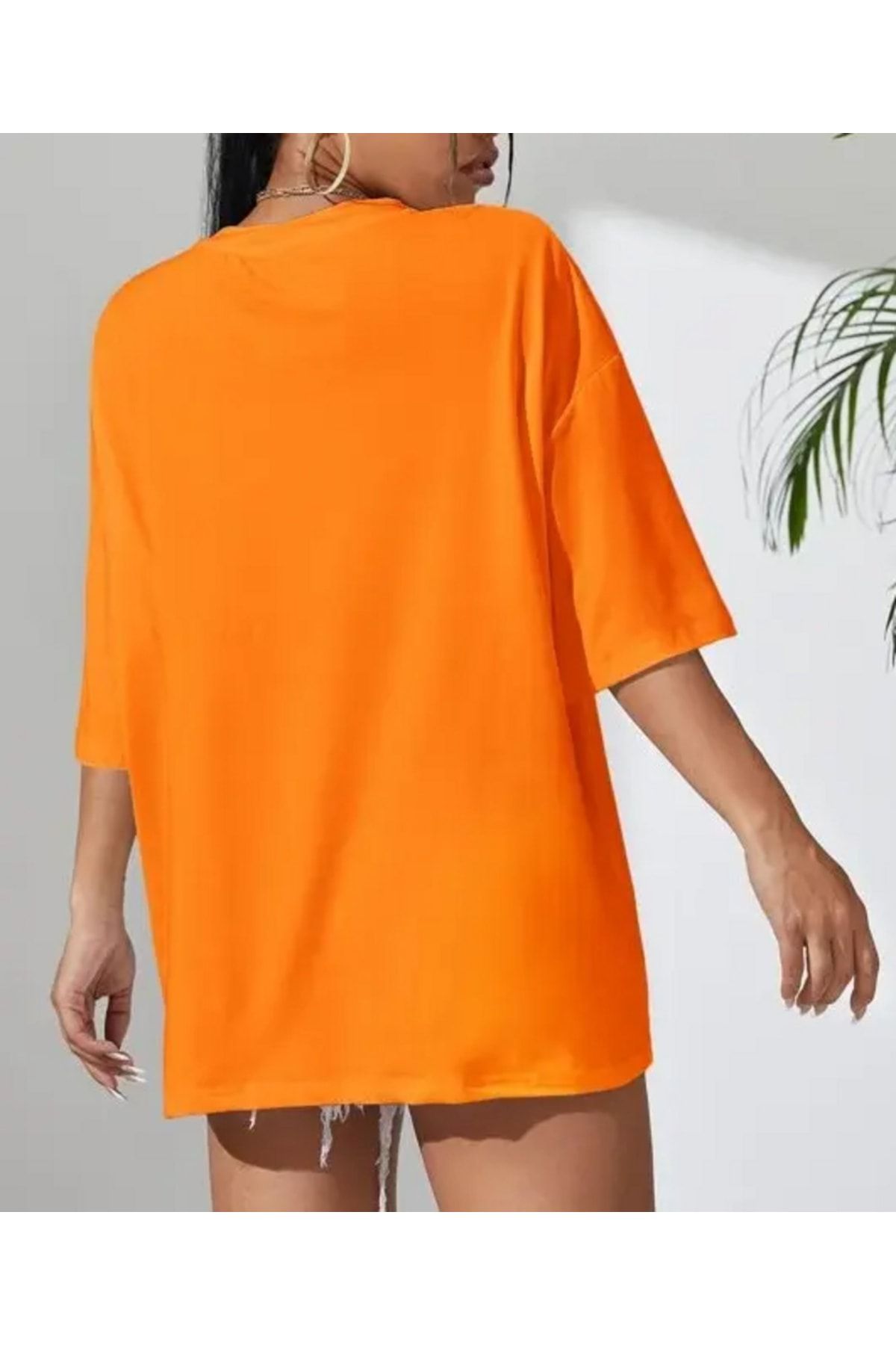 Duz Turuncu Oversize T-shirt